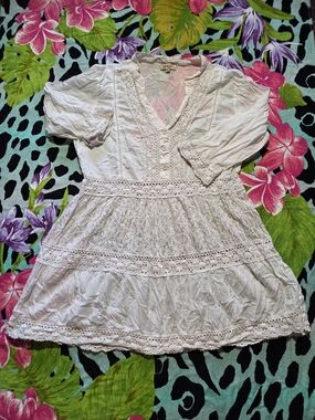 Magic White Crochet Lace Swim Coverup Tunic